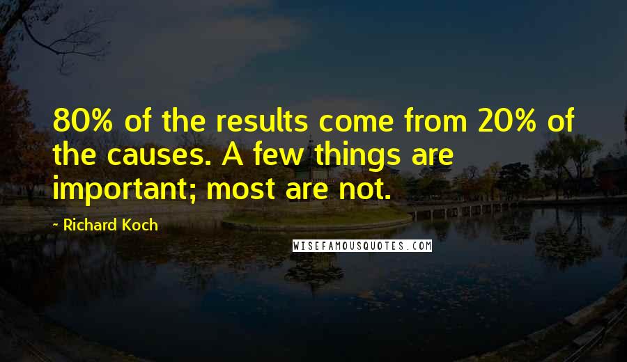 Richard Koch Quotes: 80% of the results come from 20% of the causes. A few things are important; most are not.