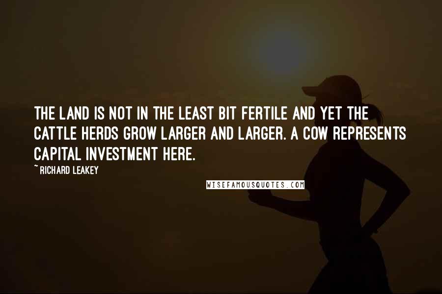 Richard Leakey Quotes: The land is not in the least bit fertile and yet the cattle herds grow larger and larger. A cow represents capital investment here.