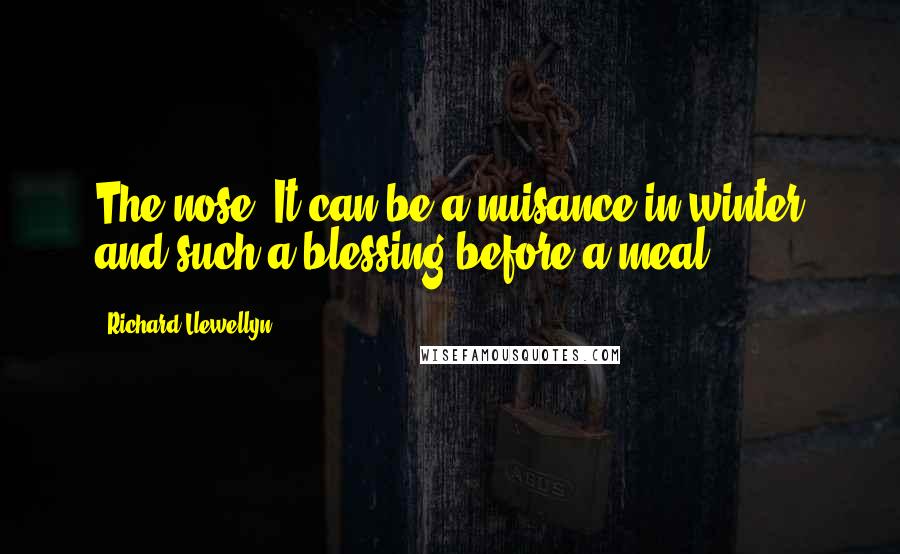 Richard Llewellyn Quotes: The nose. It can be a nuisance in winter and such a blessing before a meal.