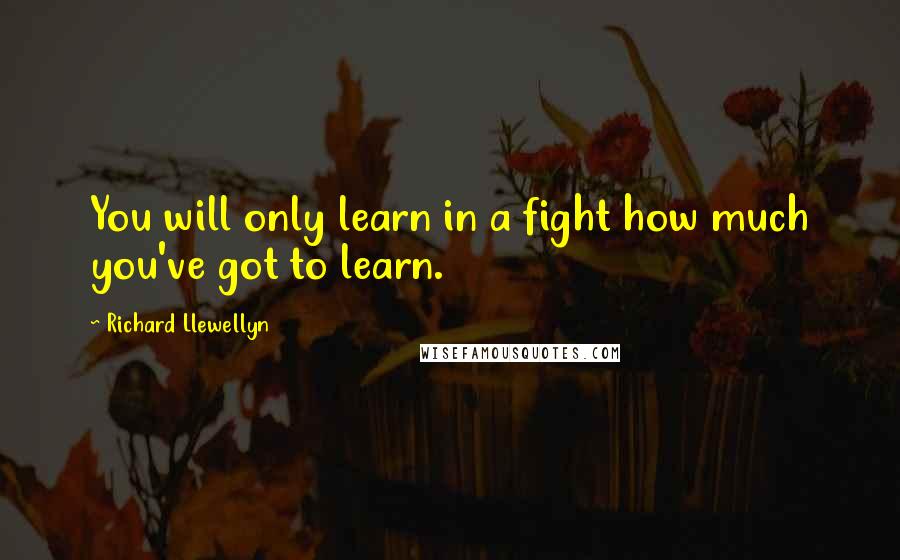 Richard Llewellyn Quotes: You will only learn in a fight how much you've got to learn.