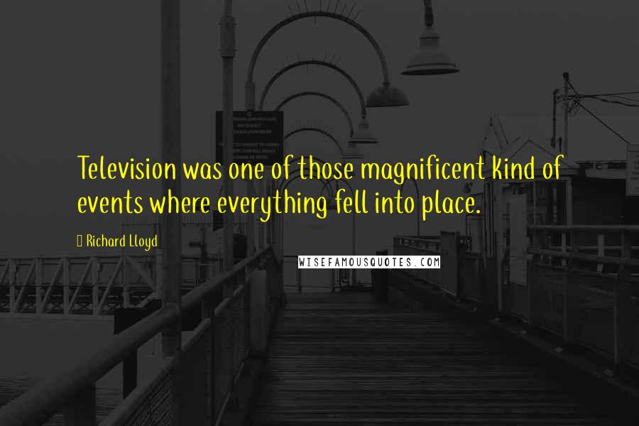 Richard Lloyd Quotes: Television was one of those magnificent kind of events where everything fell into place.
