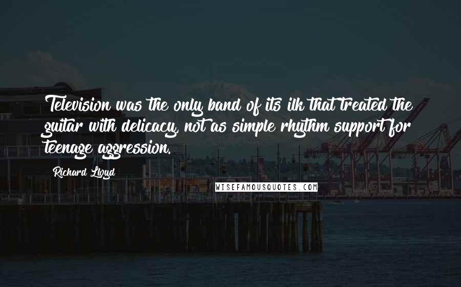 Richard Lloyd Quotes: Television was the only band of its ilk that treated the guitar with delicacy, not as simple rhythm support for teenage aggression.