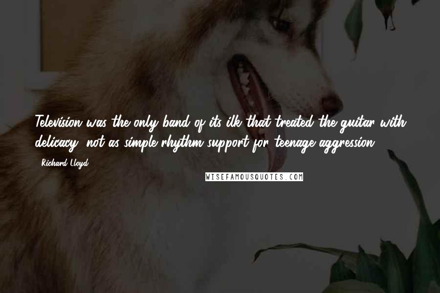 Richard Lloyd Quotes: Television was the only band of its ilk that treated the guitar with delicacy, not as simple rhythm support for teenage aggression.