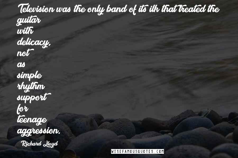 Richard Lloyd Quotes: Television was the only band of its ilk that treated the guitar with delicacy, not as simple rhythm support for teenage aggression.