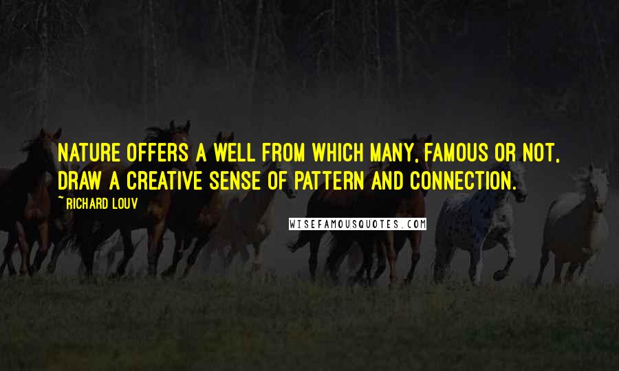 Richard Louv Quotes: Nature offers a well from which many, famous or not, draw a creative sense of pattern and connection.
