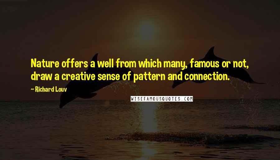Richard Louv Quotes: Nature offers a well from which many, famous or not, draw a creative sense of pattern and connection.