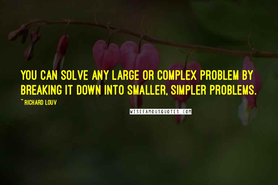 Richard Louv Quotes: You can solve any large or complex problem by breaking it down into smaller, simpler problems.