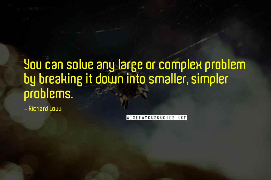 Richard Louv Quotes: You can solve any large or complex problem by breaking it down into smaller, simpler problems.