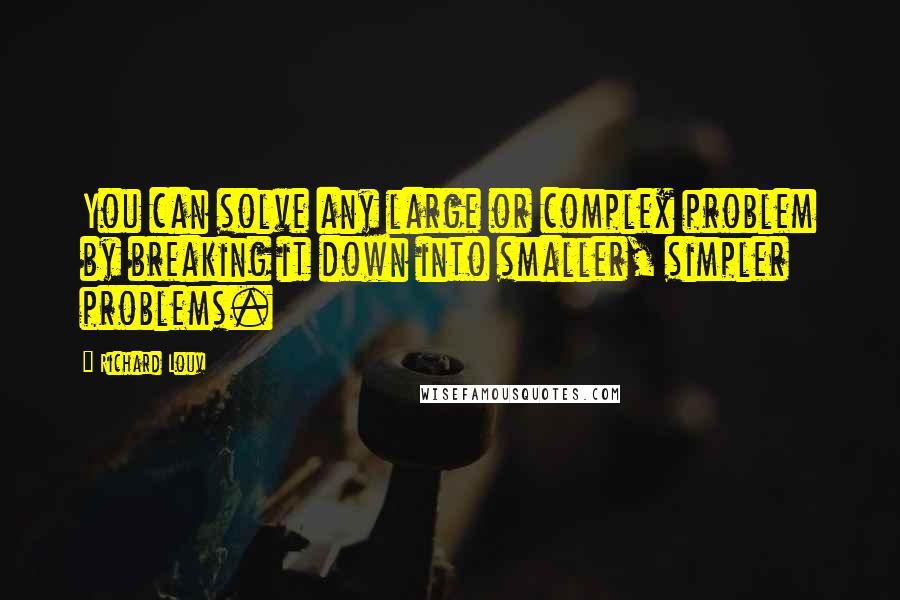 Richard Louv Quotes: You can solve any large or complex problem by breaking it down into smaller, simpler problems.