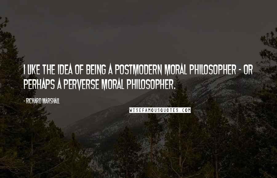 Richard Marshall Quotes: I like the idea of being a postmodern moral philosopher - or perhaps a perverse moral philosopher.