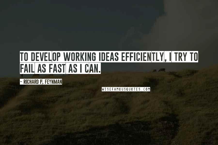 Richard P. Feynman Quotes: To develop working ideas efficiently, I try to fail as fast as I can.