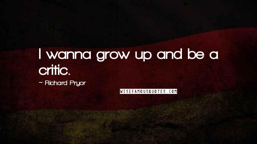 Richard Pryor Quotes: I wanna grow up and be a critic.