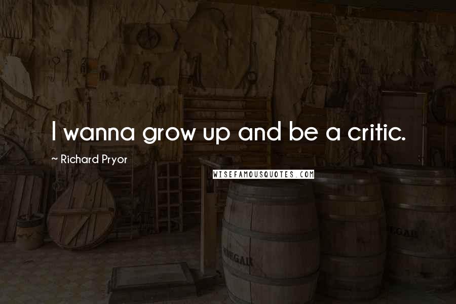 Richard Pryor Quotes: I wanna grow up and be a critic.