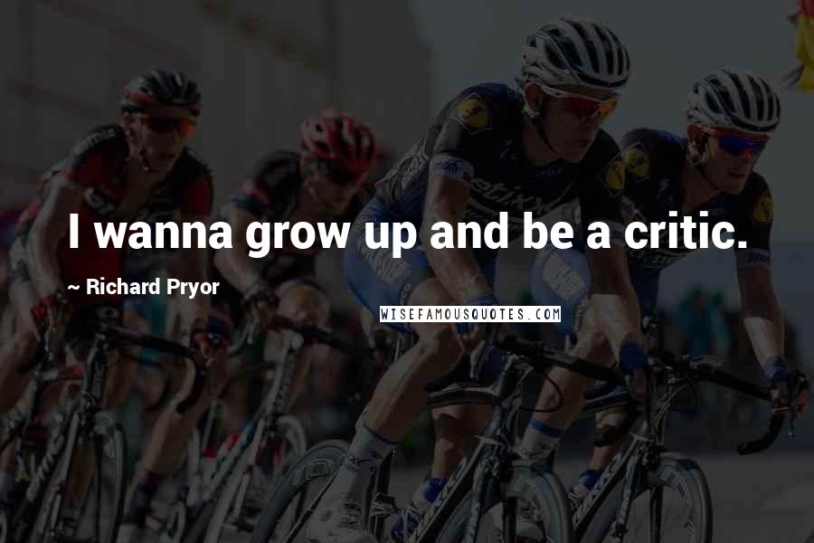 Richard Pryor Quotes: I wanna grow up and be a critic.