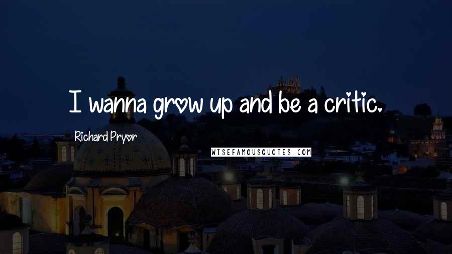 Richard Pryor Quotes: I wanna grow up and be a critic.