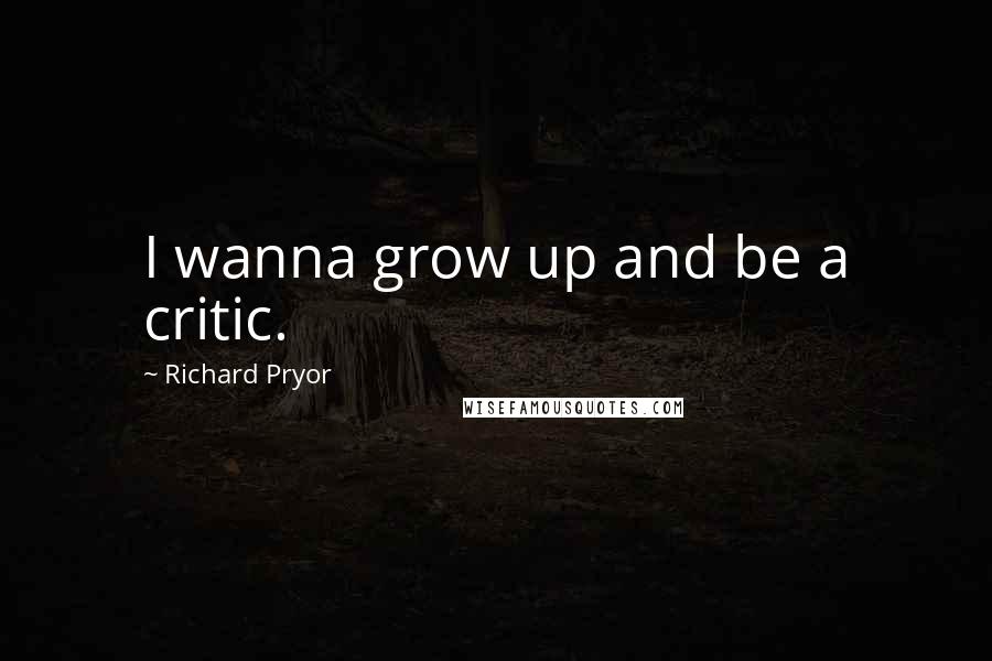 Richard Pryor Quotes: I wanna grow up and be a critic.