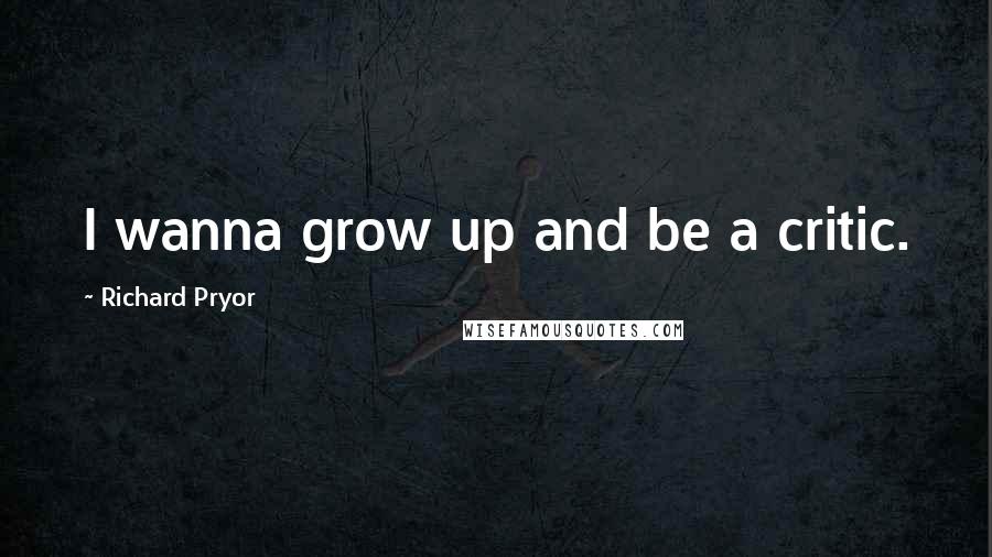 Richard Pryor Quotes: I wanna grow up and be a critic.