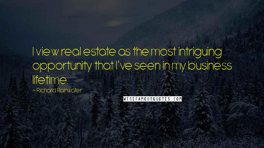 Richard Rainwater Quotes: I view real estate as the most intriguing opportunity that I've seen in my business lifetime.