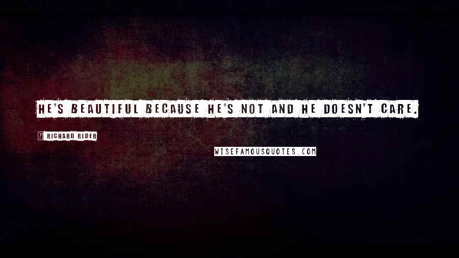 Richard Rider Quotes: He's beautiful because he's not and he doesn't care.