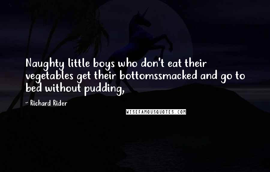 Richard Rider Quotes: Naughty little boys who don't eat their vegetables get their bottomssmacked and go to bed without pudding,