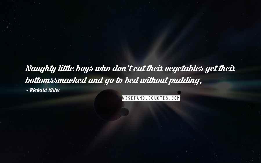 Richard Rider Quotes: Naughty little boys who don't eat their vegetables get their bottomssmacked and go to bed without pudding,