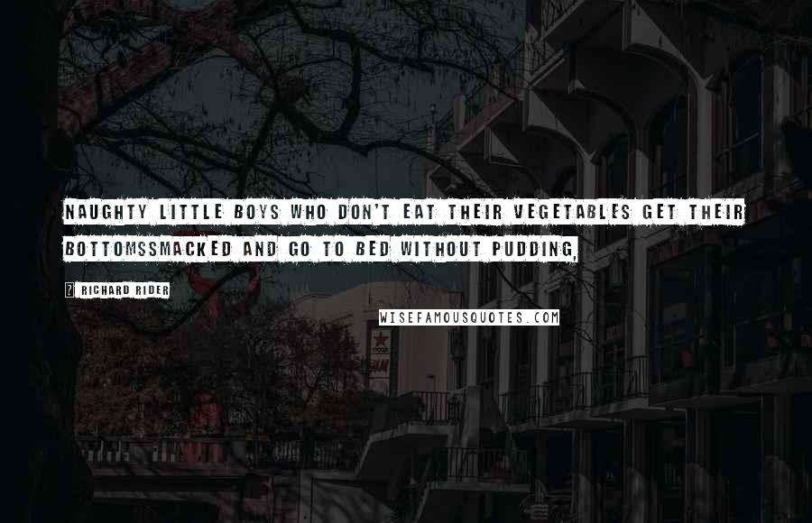 Richard Rider Quotes: Naughty little boys who don't eat their vegetables get their bottomssmacked and go to bed without pudding,