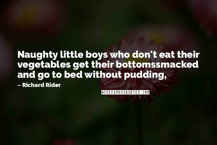 Richard Rider Quotes: Naughty little boys who don't eat their vegetables get their bottomssmacked and go to bed without pudding,