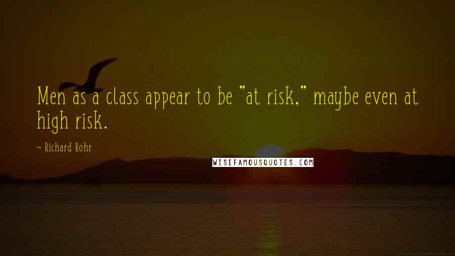 Richard Rohr Quotes: Men as a class appear to be "at risk," maybe even at high risk.