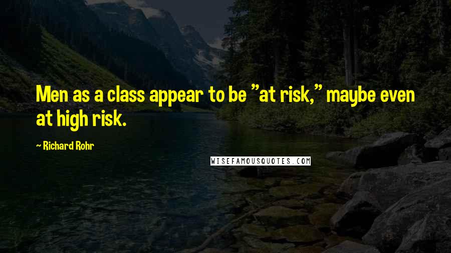 Richard Rohr Quotes: Men as a class appear to be "at risk," maybe even at high risk.