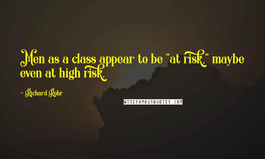 Richard Rohr Quotes: Men as a class appear to be "at risk," maybe even at high risk.