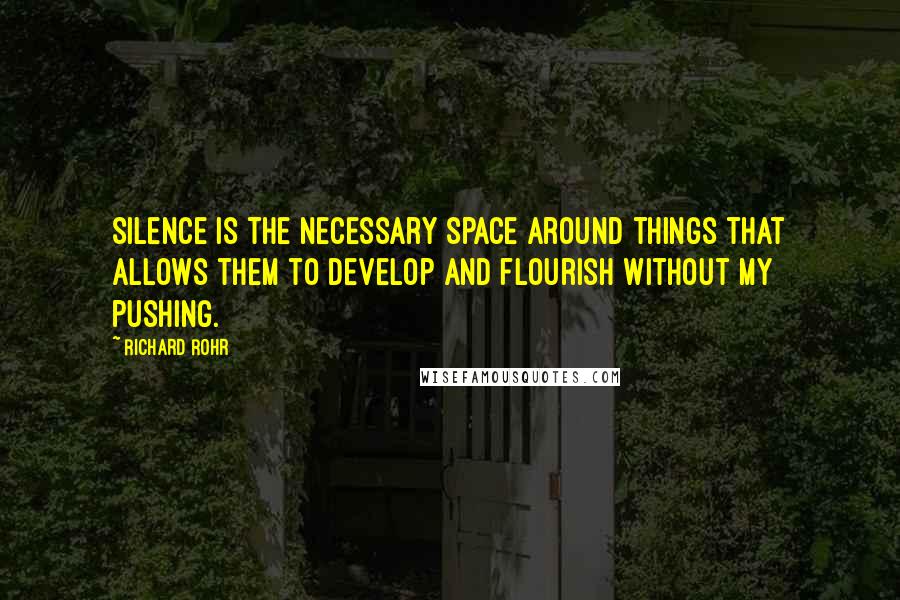 Richard Rohr Quotes: Silence is the necessary space around things that allows them to develop and flourish without my pushing.