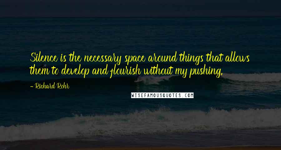 Richard Rohr Quotes: Silence is the necessary space around things that allows them to develop and flourish without my pushing.