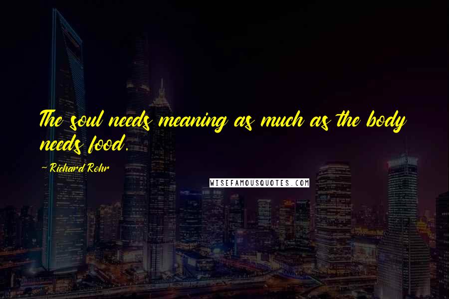Richard Rohr Quotes: The soul needs meaning as much as the body needs food.