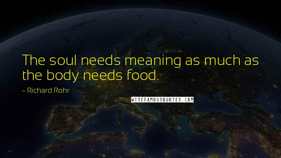 Richard Rohr Quotes: The soul needs meaning as much as the body needs food.