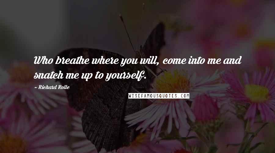 Richard Rolle Quotes: Who breathe where you will, come into me and snatch me up to yourself.