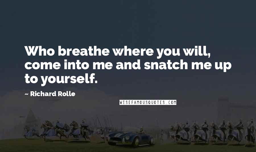 Richard Rolle Quotes: Who breathe where you will, come into me and snatch me up to yourself.