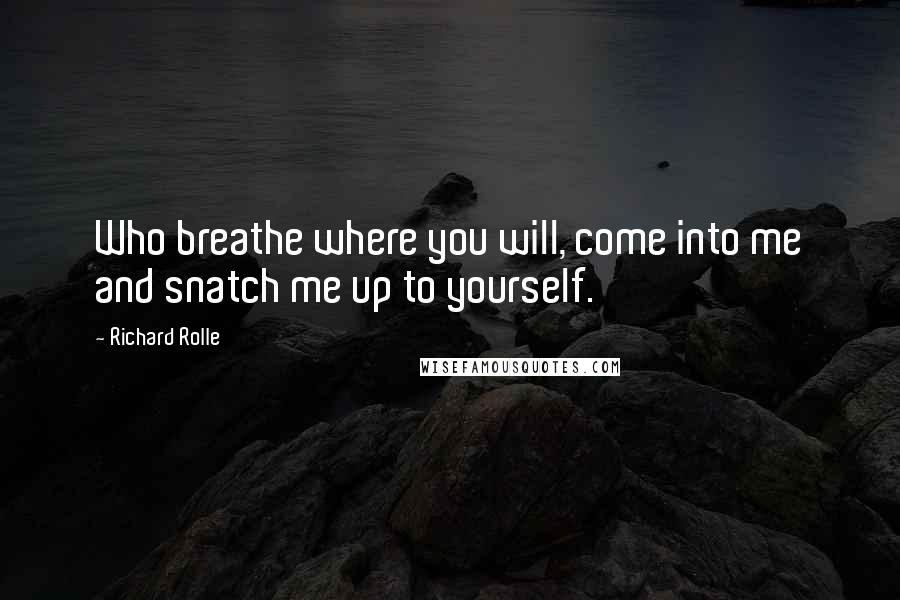 Richard Rolle Quotes: Who breathe where you will, come into me and snatch me up to yourself.