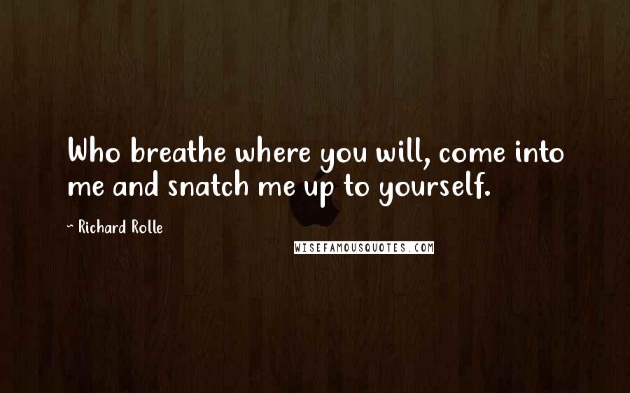 Richard Rolle Quotes: Who breathe where you will, come into me and snatch me up to yourself.