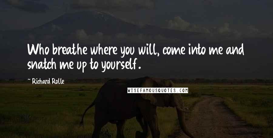 Richard Rolle Quotes: Who breathe where you will, come into me and snatch me up to yourself.