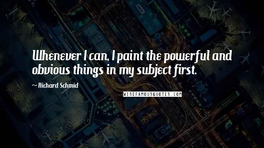Richard Schmid Quotes: Whenever I can, I paint the powerful and obvious things in my subject first.