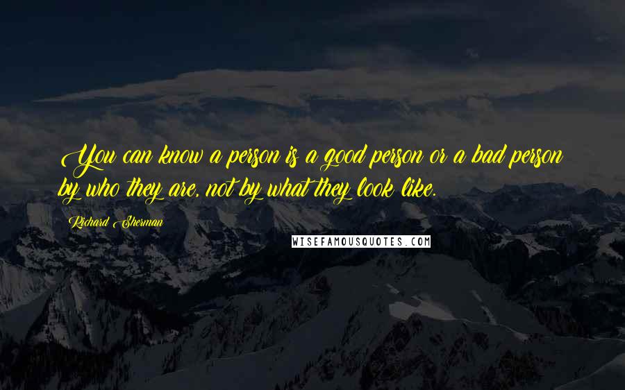 Richard Sherman Quotes: You can know a person is a good person or a bad person by who they are, not by what they look like.