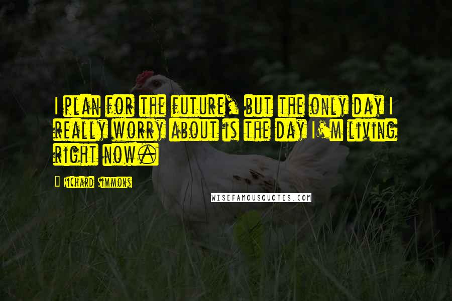 Richard Simmons Quotes: I plan for the future, but the only day I really worry about is the day I'm living right now.