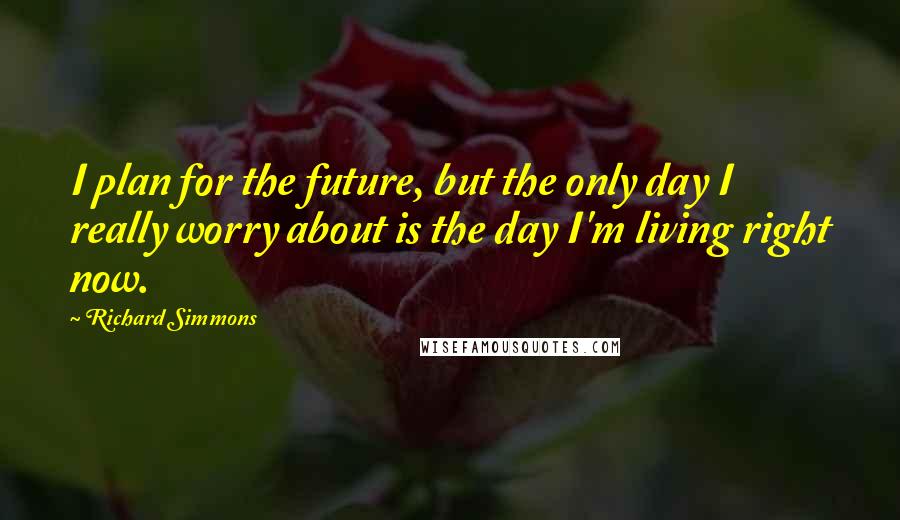 Richard Simmons Quotes: I plan for the future, but the only day I really worry about is the day I'm living right now.