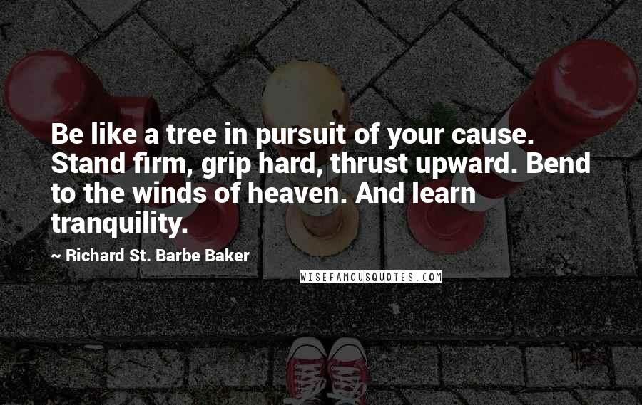 Richard St. Barbe Baker Quotes: Be like a tree in pursuit of your cause. Stand firm, grip hard, thrust upward. Bend to the winds of heaven. And learn tranquility.