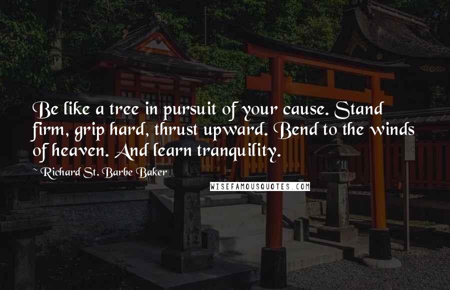 Richard St. Barbe Baker Quotes: Be like a tree in pursuit of your cause. Stand firm, grip hard, thrust upward. Bend to the winds of heaven. And learn tranquility.