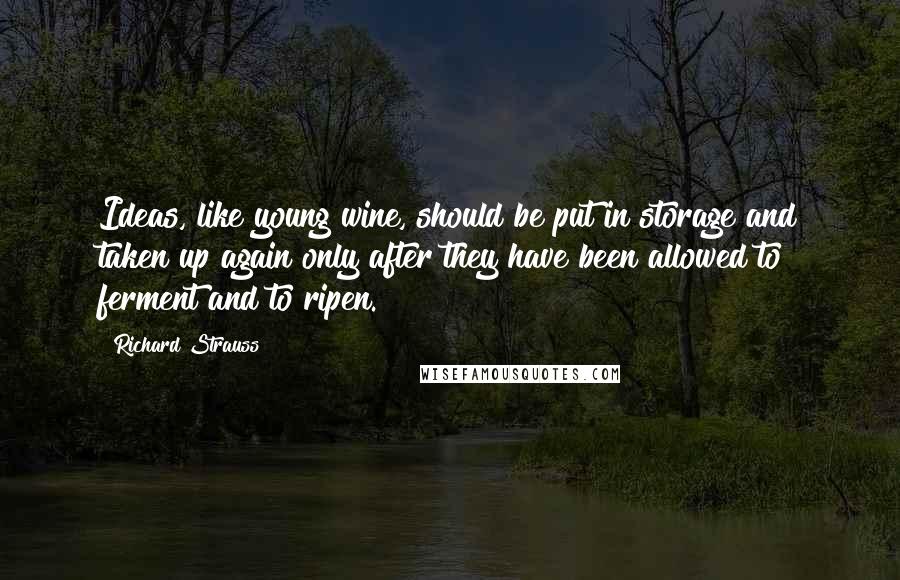 Richard Strauss Quotes: Ideas, like young wine, should be put in storage and taken up again only after they have been allowed to ferment and to ripen.