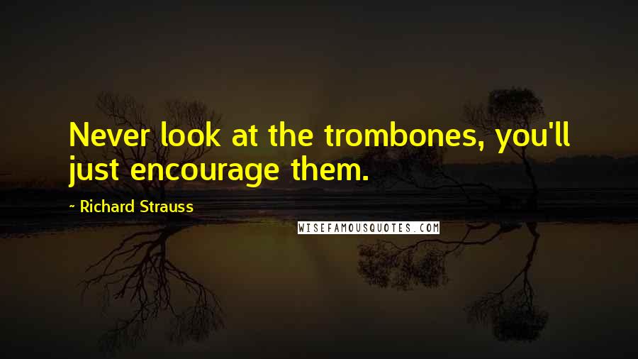 Richard Strauss Quotes: Never look at the trombones, you'll just encourage them.