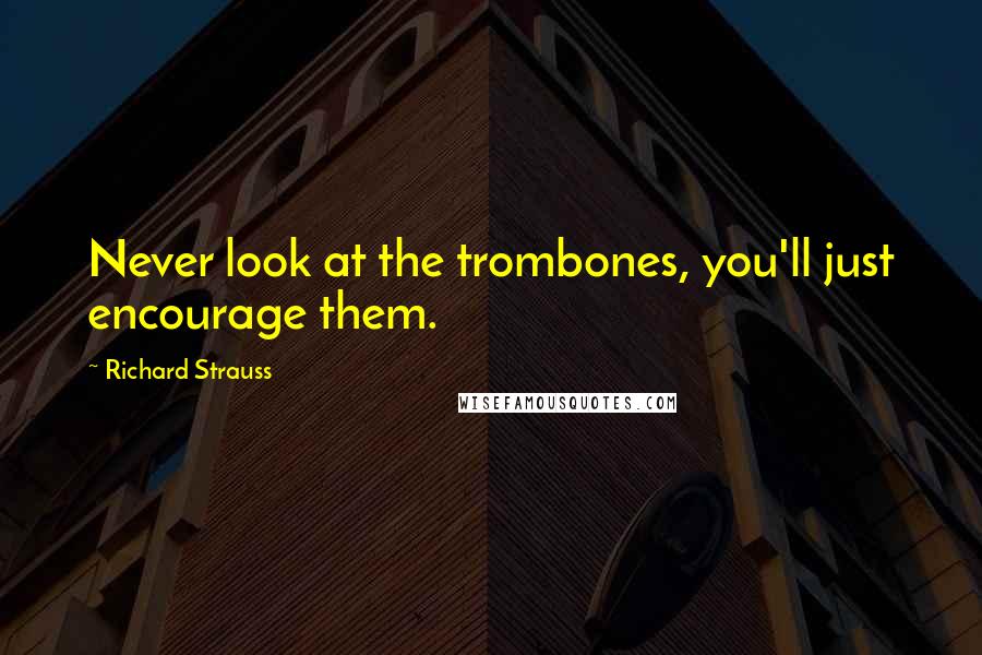 Richard Strauss Quotes: Never look at the trombones, you'll just encourage them.