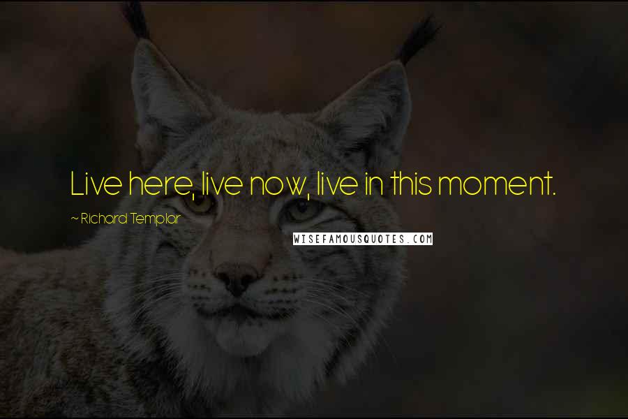 Richard Templar Quotes: Live here, live now, live in this moment.