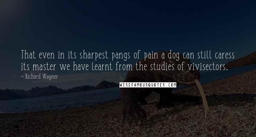 Richard Wagner Quotes: That even in its sharpest pangs of pain a dog can still caress its master we have learnt from the studies of vivisectors.